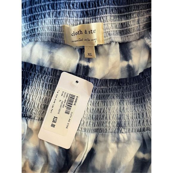 Anthropologie CLOTH & STONE Blue Tie Dye Wide Leg pant - size XL - Picture 3 of 3